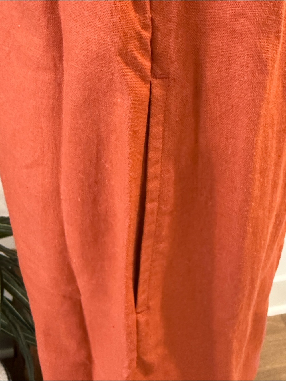 Old Navy Printed Linen-Blend Mini Shift Dress Rust Color Crew Neck Loose - Picture 14 of 14